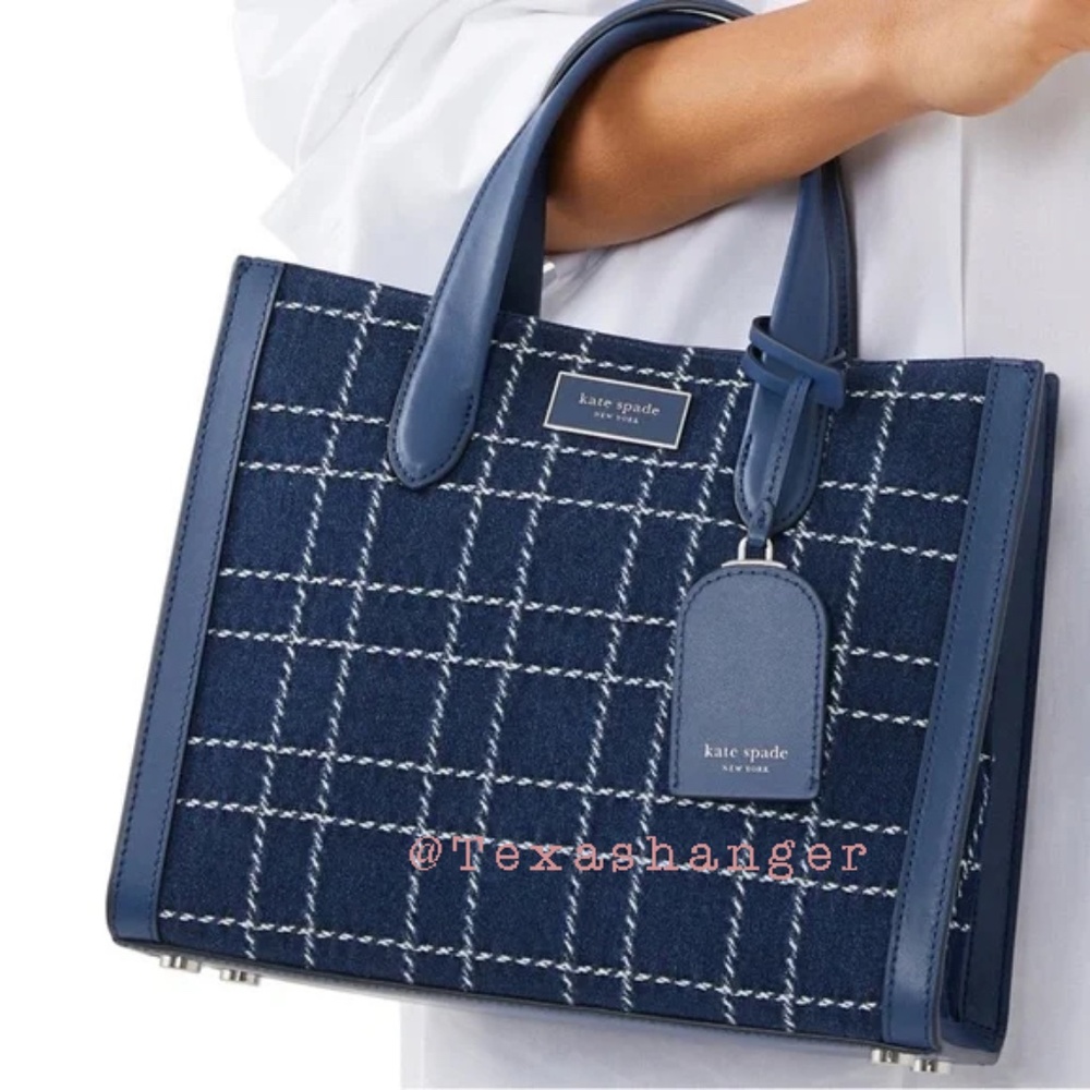 NWT Kate Spade Manhattan Denim Check Small Tote